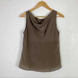 St. John Brown 100% Silk Cowl Neck Draped Sleeveless Tank Blouse